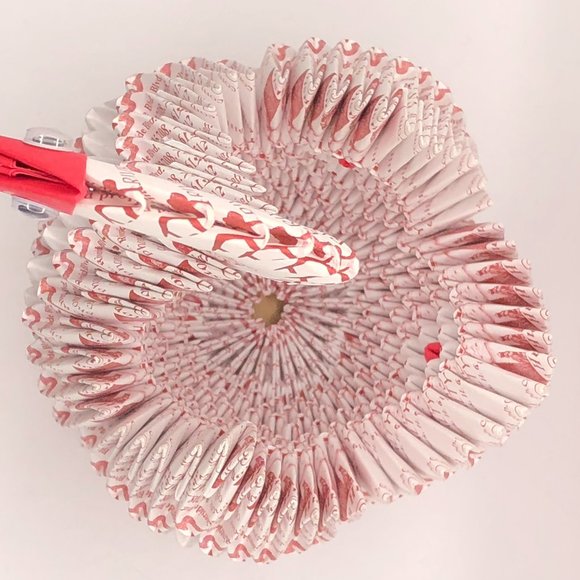 Origami PAPER Swan Basket White Red Accents Spring Easter Decor Folk Art Large - Picture 7 of 14